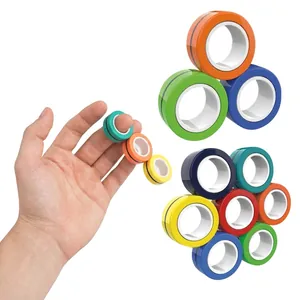 Magnetic Fidget Rings Colorful Plastic Stress Relief Finger Spinner Toy Decompression Accessory For Kids Adults