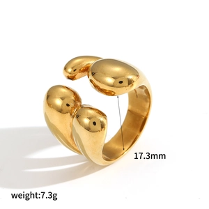 18K gold-plated stainless steel teardrop ring with a modern geometric open design