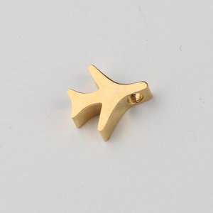 Detailopname van een gepolijste gouden vliegtuigbedel met een klein ophanggat