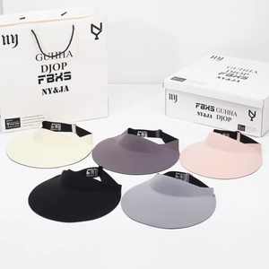 Foldable wide brim sun visors in black grey beige pink and purple with adjustable straps
