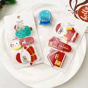 Joli lot de barrettes de Noël en acrylique avec Père Noël, bonhommes de neige et sapins