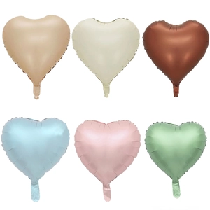 Set of 18-inch heart-shaped foil balloons in vintage caramel cream and pastel colors