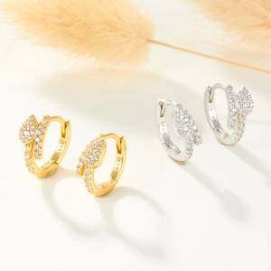 Elegant S925 sterling silver snake hoop earrings with micro-pave cubic zirconia stones