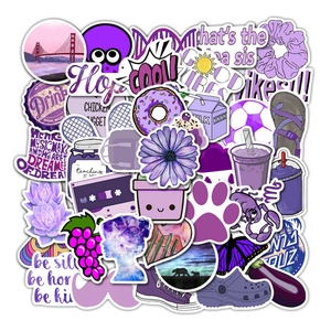 50pcs purple VSCO aesthetic waterproof stickers for laptop, phone case and DIY luggage decor