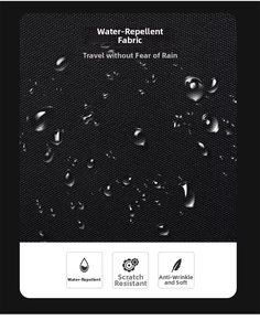 Detail of waterproof black synthetic fabric with water droplets showing scratch resistance