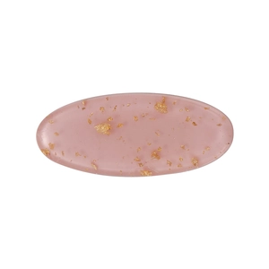 Pink translucent oval hair clip with gold foil flakes, dopamine style hair accessory