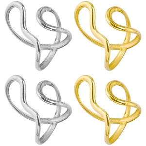 Irregular Curved Line Ring 304 Stainless Steel 18K Gold Plated Adjustable Open Minimalist Abstract Jewelry For Women