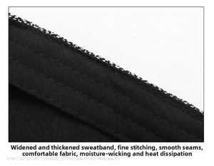 Detail of the widened thick sweatband and fine stitching on a herringbone beret cap