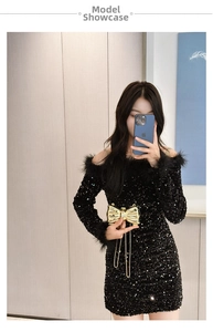 Golden bow-shaped acrylic evening clutch bag with thin gold chain strap for women