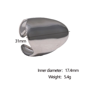 Detailed specs showing a 31mm long polished vintage adjustable stainless steel ring
