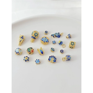 18K gold-plated cloisonne enamel watermelon spacer beads for DIY jewelry making