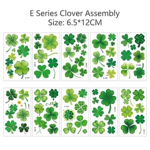 Set of 10 waterproof St. Patrick's Day shamrock temporary face tattoos in various designs