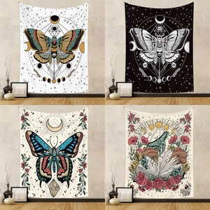 Mystical Butterfly Moth Celestial Tapestry Wall Hanging Polyester Bohemian Gothic Home Decor For Bedroom Living Room