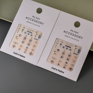Autocollants 3D dorés et argentés pour ongles avec étoiles, lune et strass pour DIY