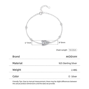 Elegant 925 sterling silver bracelet with heart and square cubic zirconia charms
