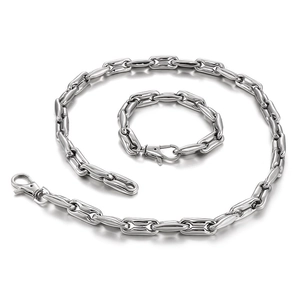 Stainless Steel Jewelry Necklace And Bracelet Coffee Bean Pig Nose Chain Geometric Link Punk Industrial For Men