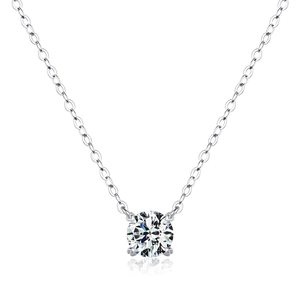 Elegant S925 sterling silver necklace with a brilliant round cut moissanite solitaire pendant