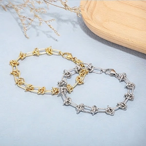 Modern Stainless Steel Knot Link Bracelet For Women Industrial Style Paperclip Chain Bracelet Gold Silver Jewelry Gift