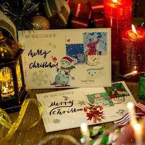 Christmas theme sticker set with 30 sheets featuring vintage snowman and holiday patterns