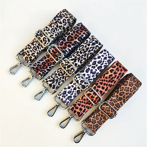 Leopard print wide shoulder straps with silver metal hooks for crossbody bags in six colors