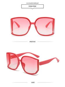 Gafas de sol cuadradas rosas con lentes degradadas y detalles metálicos dorados