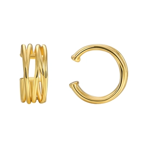 French style gold-plated multi-layer spiral ear cuff with minimalist non-pierced design