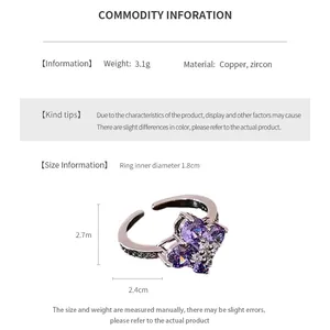 Detailed size guide for the zircon clover ring showing 1.8cm diameter and 3.1g weight