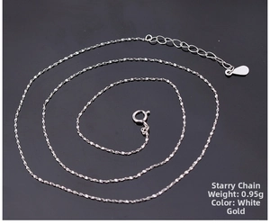 Detail of S925 sterling silver sparkling star chain with lobster clasp weighing 0.95g