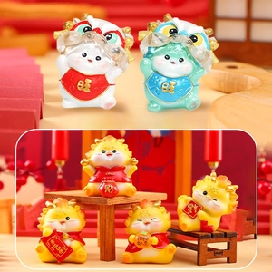 Detailed set of 6 Chinese Tang dynasty girl figurines with lucky lotus and dragon theme