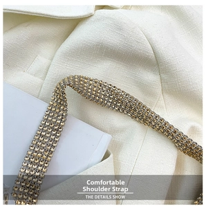 Macro shot of a sparkling rhinestone strap with high-quality craftsmanship details