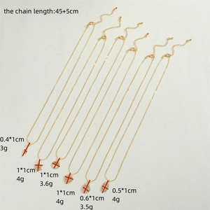 Set of six gold plated 14K star and cross pendant necklaces for women with zirconia
