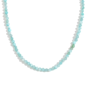 Light blue Amazonite beaded necklace with 18K gold plated stainless steel clasp