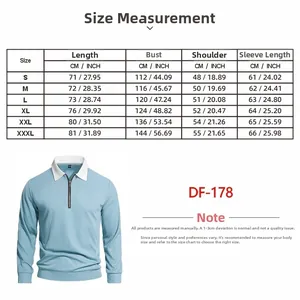 Men's waffle polo shirt size chart with detailed chest and length measurements in cm/inch