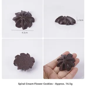 Detailed macro view of artificial chocolate cookie model with 4.5cm diameter measurements