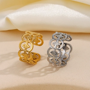 Vintage roman style open adjustable flower rings in gold and silver stainless steel