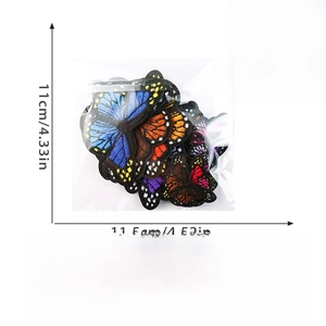 Size guide for colorful butterfly embroidery patches showing set dimensions and 20pcs quantity