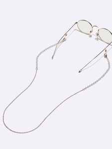 5mm Opalperlen Brillenkette in Gold mit Silikonschlaufen für Brillen und Masken