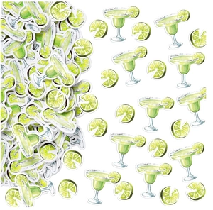 Détail de confettis en papier verre margarita et tranche de citron vert pour fête