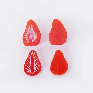 Set of four realistic artificial resin strawberry halves for DIY miniature food crafts