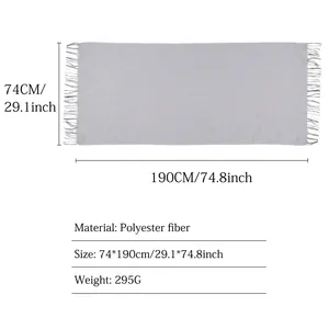 Sciarpa invernale lunga con frange in azzurro, 74x190cm, morbido poliestere