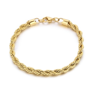 Bracciale a catena a corda intrecciata dorata per uomo e donna con chiusura a moschettone