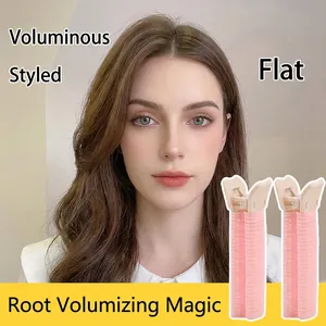 Clip rosa per dare volume alle radici dei capelli con visibile effetto prima e dopo
