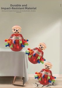 Detail showing the impact-resistant material of the pirate barrel party game toy