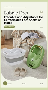Macro shot of high-deep folding foot bath with digital display and portable handle
