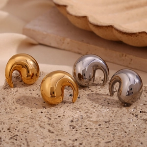 Irregular Cyclone Water Drop Stud Earrings 18K Gold Plated 316L Stainless Steel High Polished Minimalist For Women