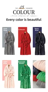 Thick plush couple robes in dark gray, navy, carmine, pink, and emerald green options