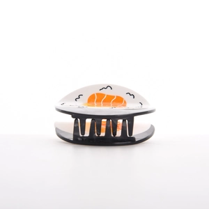 Creative sushi style acetate hair claw clip with black and white food pattern design