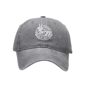 Vintage graue Baseballkappe aus gewaschener Baumwolle mit Print für Damen und Herren