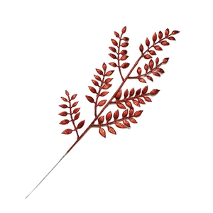 Pianta artificiale rossa con glitter a 7 rami per decorazione natalizia su sfondo bianco