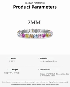 Detail view showing 925 sterling silver ring specifications with colorful zircon stones